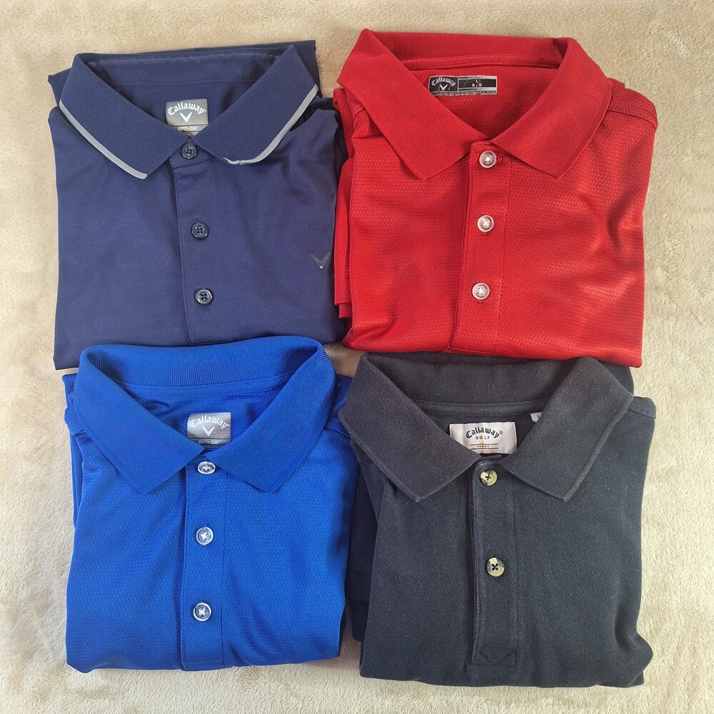 Callaway Polo Shirt Mens Large Lot 4 Performance Golf Embroidered Combed